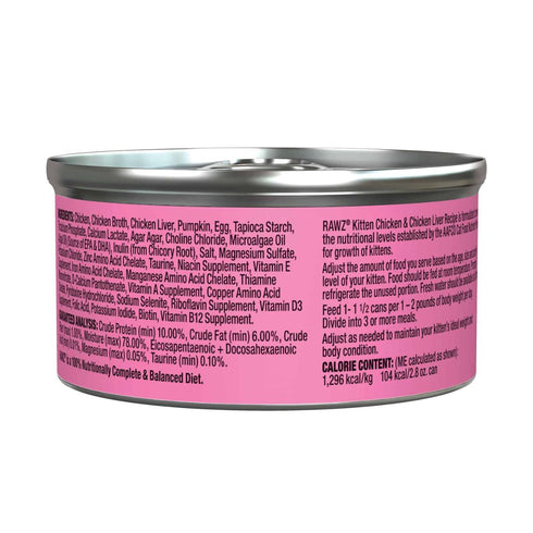 Rawz Kitten Chicken & Chicken Liver Cat Food 2.8oz Poudre Pet & Feed Supply